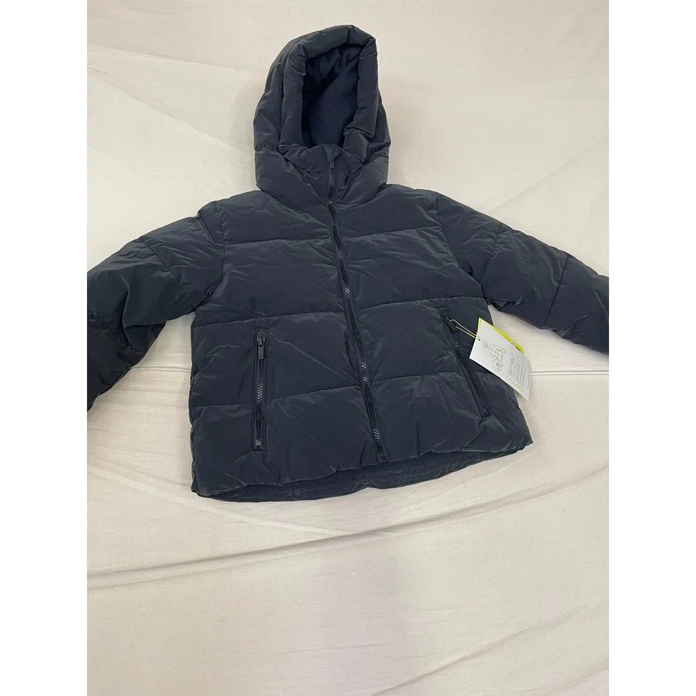 All in Motion Kids Black Puffer Jacket Hooded Fleece Lined Winter Coat Size S